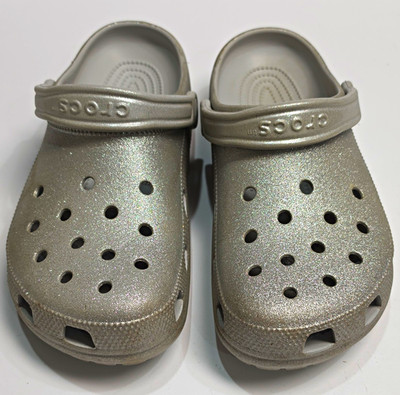 Crocs Classic Clog Women s 10 Silver Slip-On Clog Sandal Breathable Comfort