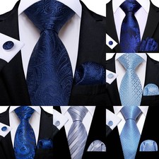 Men Tie 3 Pieces Necktie Pocket Square Cufflinks Multicol Wedding Party