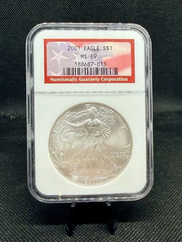 2001 American Silver Eagle NGC MS69 Red Label! 1 Oz .999 Silver!