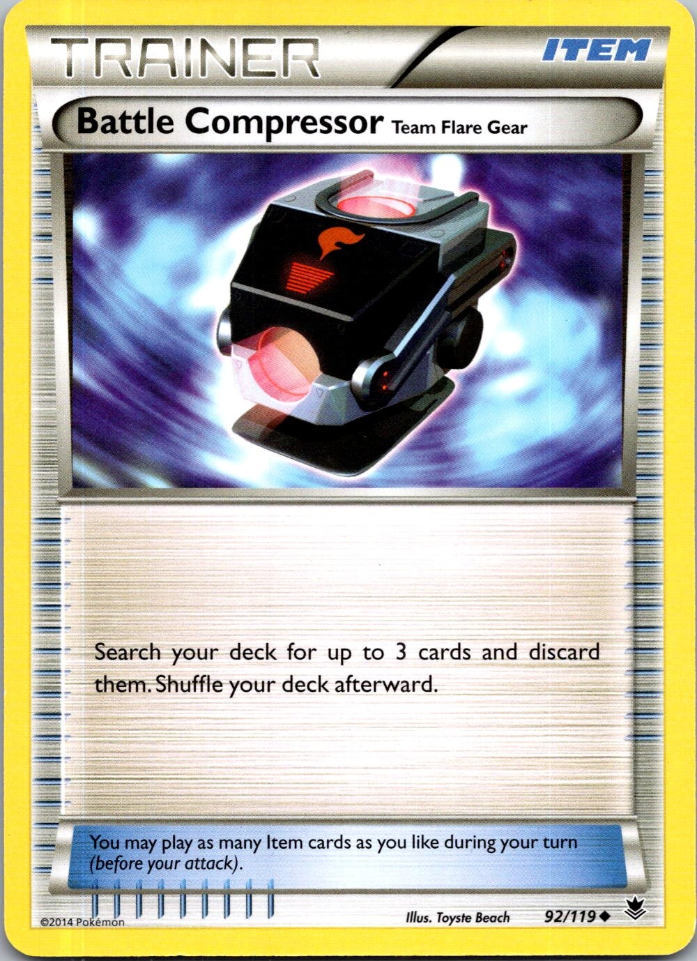 Battle Compressor Team Flare Gear 92/119 UC Phantom Forces Pokemon Near Mint
