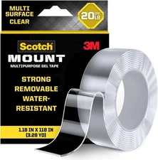 Scotch-Mount Multi-Purpose Gel Tape, Double-Sided Tape 1-Pack, Transparent 