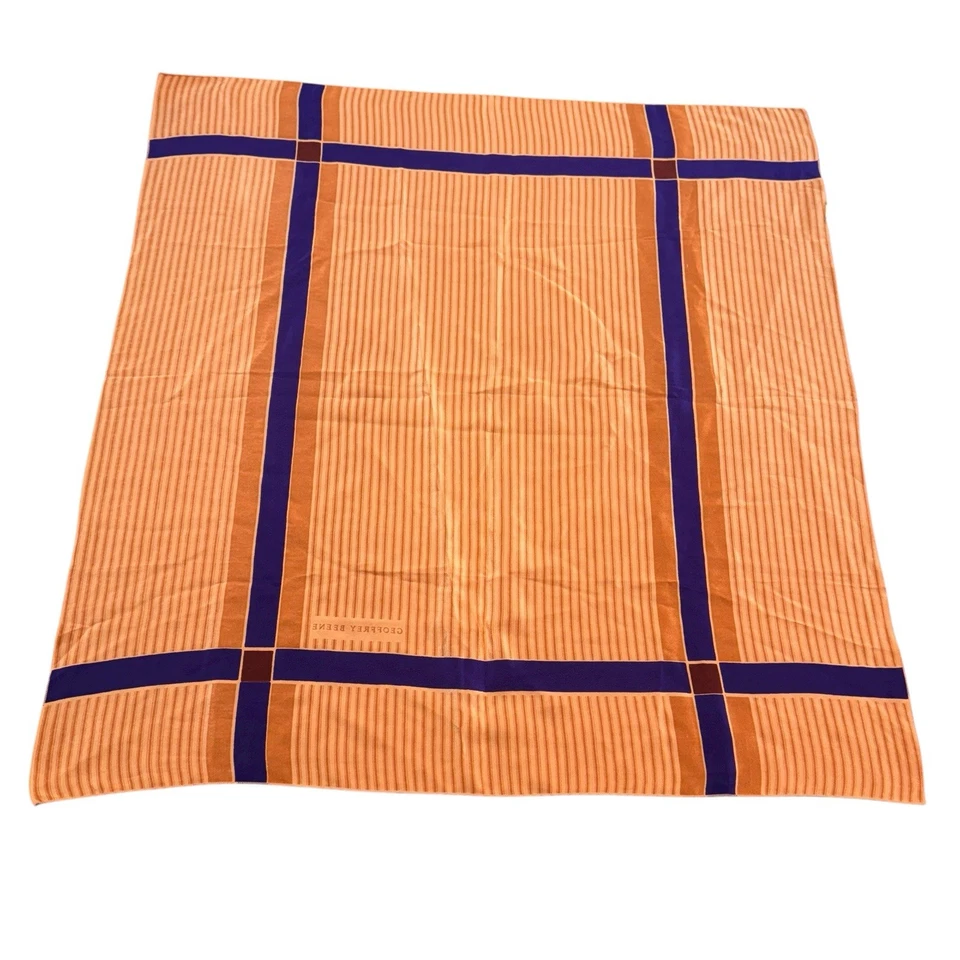 Bufanda De Colección Geoffrey Beene 27" Cuadrada Naranja Púrpura Estampado Geométrico Foto 2 de 4