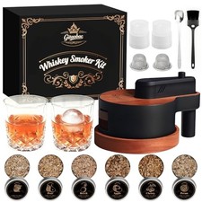 Whiskey Smoker Kit with Built-in Lighter, 6 Flavors Wood Chips, 2 Black