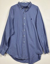 Ralph Lauren Yarmouth Men's Dress Shirt Size: 17 34/35 Cotton BLUE Classic Fit