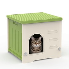 Stackable Cat House for Outdoor Indoor Use, Feral Cat Shelter Weatherproof Wa...