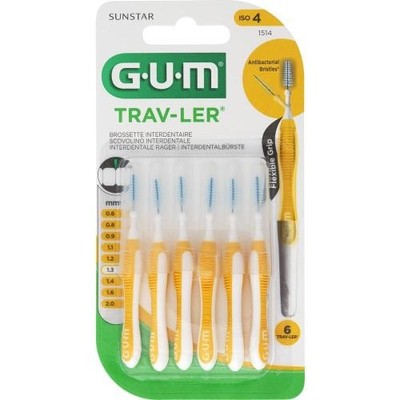 GUM TRAV-LER 1,3mm Tanne gelb Interdental+6Kappen 6 St