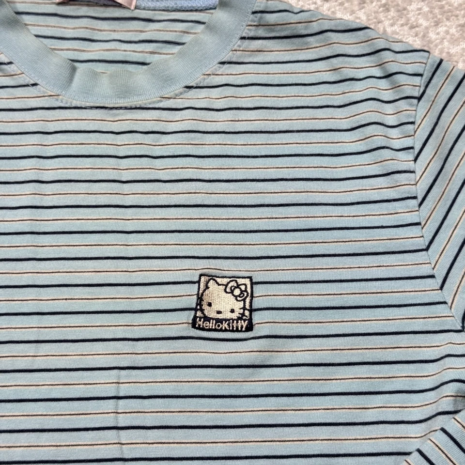 Hello Kitty Shirt Womens Small Striped Long Sleeve Crewneck Sanrio Kawaii Cute - Image 3 of 4