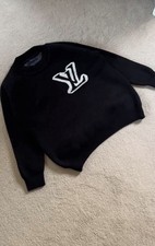 Louis Vuitton Monogram Jacquard Crewneck Pullover Schwarz/Weiß Größe M