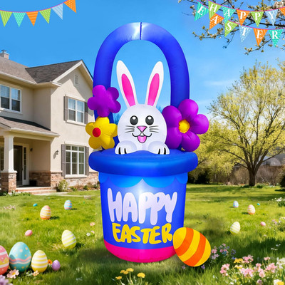 6 FT Easter Inflatables Outdoor Decorations, Built in Leds Blow up Bunny in Flow