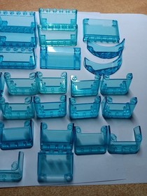 LEGO BULK LOT OF 39 TRANS LIGHT BLUE WINDSCREENS VEHICLE 2X4X2 1X6X3 2X6X2