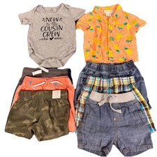 Mixed Brand Baby Boy Summer Lot 12-18M Multicolor Shorts Bodysuit Shirt 8pc
