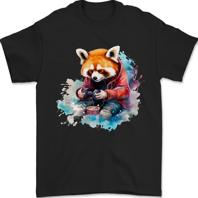 Gaming Red Panda Video Games Gamer Mens T-Shirt 100% Cotton