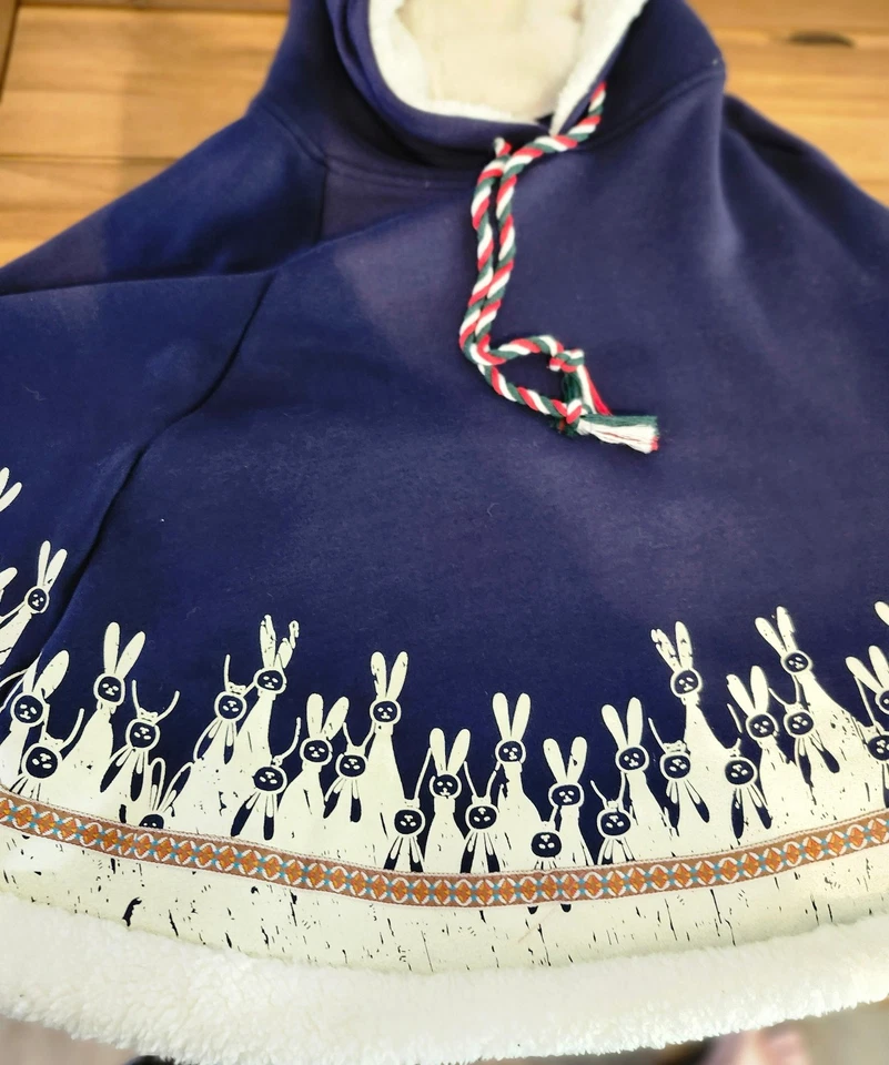 Cat Blooming Cloak Cape Poncho  Bunny Ears Womens, teen, NWT, Blue white - Image 2 of 4