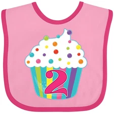 Inktastic 2nd Birthday Cupcake Baby Bib Birthdays Second Two Years Old 2 Year