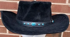 Vintage Western Gambler Cowboy Hat 7 5/8 Turquoise Stones Stains Mens USA Retro