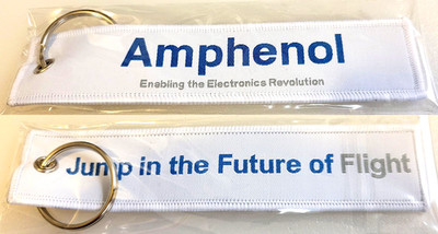 AMPHENOL ELECTRONICS~ Jump in the Future of Flight PATCH KEY CHAIN Bag Tag PROMO