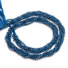 Natural Coated Blue Topaz Stone Round Micro Faceted Beads 2.5-3mm Strand 12.5"