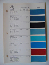 Original Glasurit Volkswagen Vw Paint Chips Sheet - 1955-1971