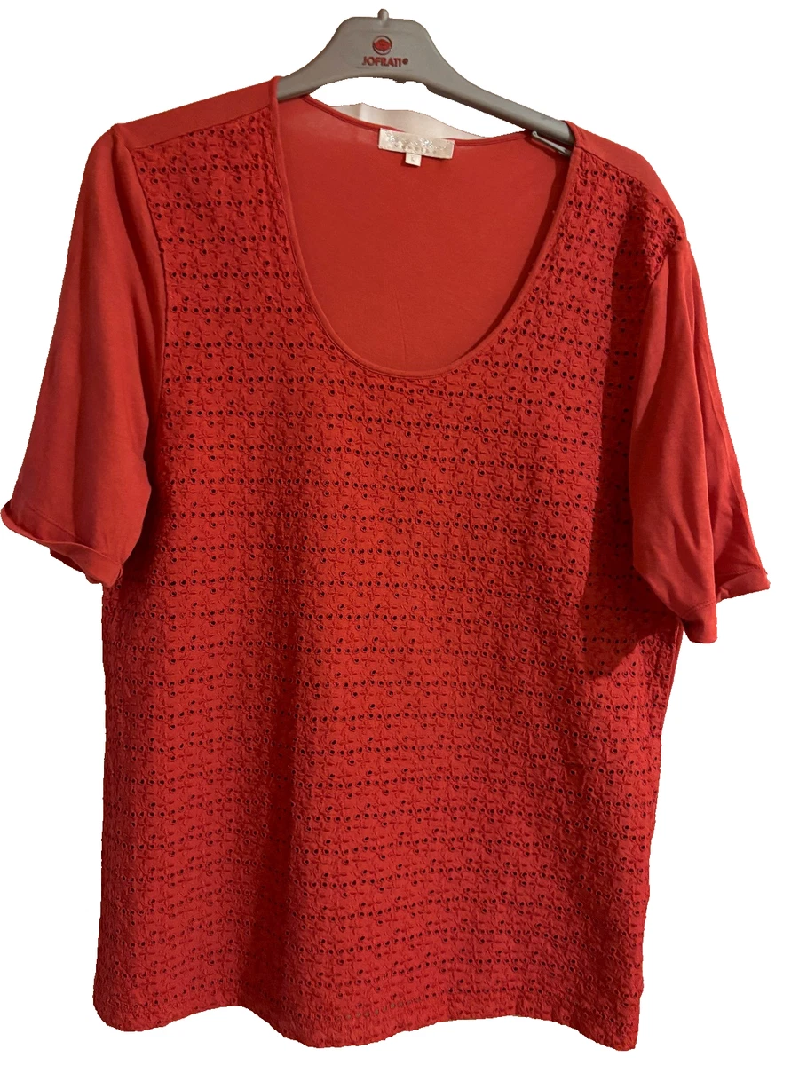 Chemise Boutonnée Manches 3/4 NY Collection Femme Taille L (rouge Foncé)