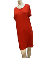 J Crew Women Short Sleeve T-shirt dress Color Orange Red Size M Item AO421