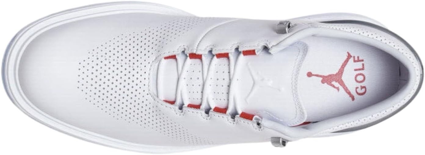 Size 7.5- Jordan ADG 4 Men's Golf Shoes, White/Platinum/Fire Red. thumbnail 4