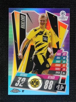 2020 Chrome Match Attax UEFA Champions League Blue Refractor Erling Haaland 7y2