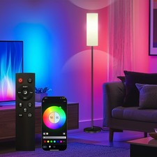 Qaubauyt Smart LED Floor Lamp with APP Control & RGB Colors - White (9W Bulb) 