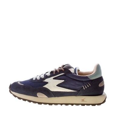 Moaconcept herren schuhe Sneaker Hype 228 Veloursleder Blau Nylon Off White