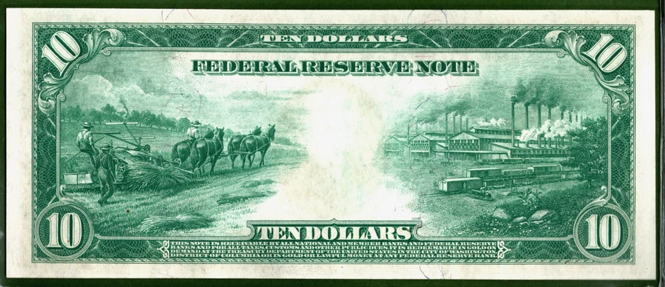 1914💲10  💵  FEDERAL RESERVE NOTE  💵   PHILADELPHIA 💲PCGS  55 - Image 4 of 4