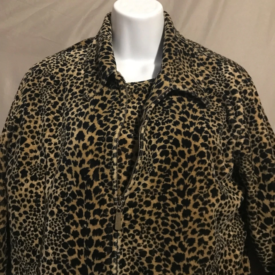 Camiseta De Colección Liz Claiborne Terciopelo Guepardo Estampado Animal Camiseta Años 90 Clásica Y2k M Foto 2 de 4