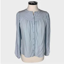 A New Day XS Blue Chambray Top 100% Rayon 