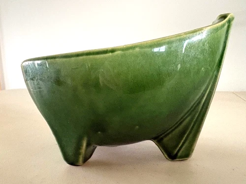 Vintage McCoy Pottery, Dark Green, Ladle Bowl Shaped Footed Planter, Pot
