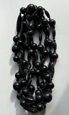 VINTAGE ANTIQUE VICTORIAN VERY LONG JET FLAPPER NECKLACE