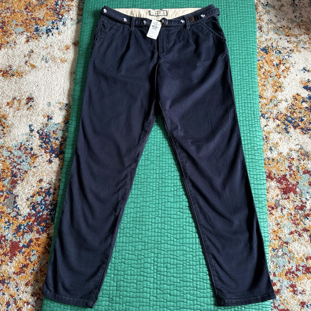 【BIO】 CHINO WITH UNDER WEAR Vintage 2003 Abercrombie & Fitch Navy Chino Pants & Belt Women's 4