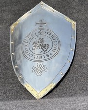 Bouclier de chevalier croisé templier médiéval, bouclier artisanal en acier e...