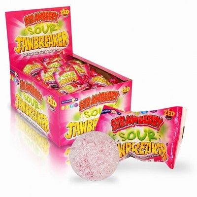 90Pcs ZED Jaw Breaker Strawberry Ball Hard Candy With Bubble Gum Inside Sweets
