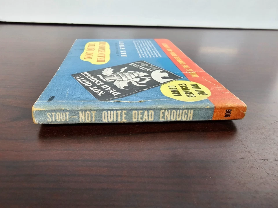 NOT QUITE DEAD ENOUGH by Rex Stout, Armed Services Edition #906 - Image 3 of 4