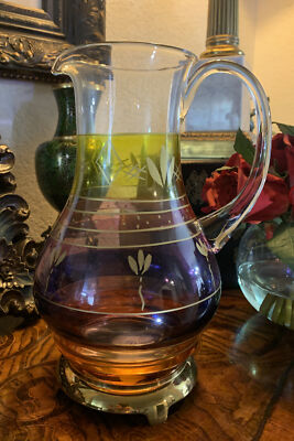 Vintage Hand Blown Glass Picture Morrocan Style & Colors With Hand Gilded ￼ ￼