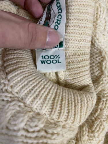 Suéter De Colección Pescador Irlandés Tejido a Mano Aran Lana Pura Crema Lana Forja Galway - Imagen 4 de 7