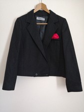 Vintage Womens Short Jacket Blazer Long Sleeve Smart Wool Blend Size 12 Black