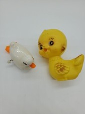 1977 TOMY Swimming Duck Wind-Up Water Toy, Lg Duck Has Nose Damage b8