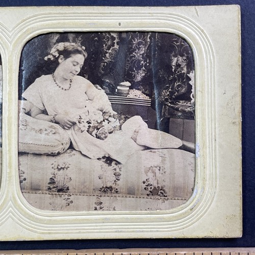 Nude Woman Seated Stereoview Hold-To-Light French Tissue Antique c1860s Y023 - Picture 3 of 6