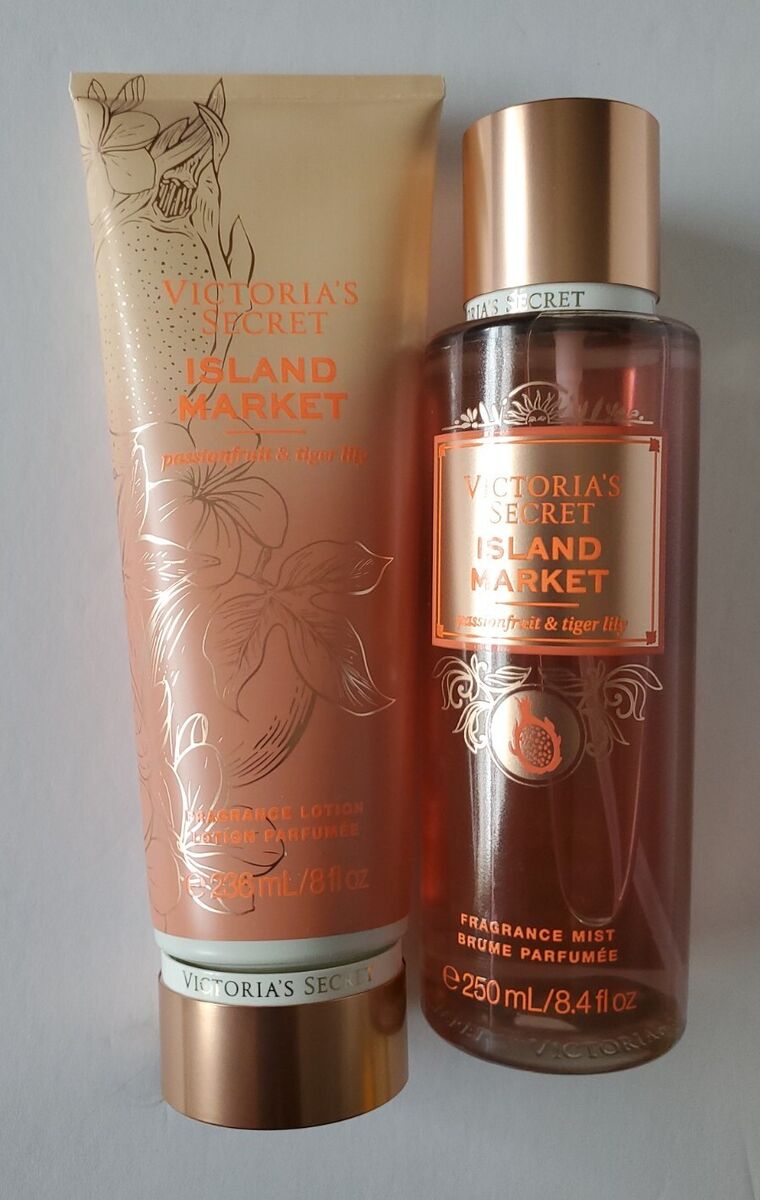 2 PCS SET VICTORIA'S SECRET *ISLAND MARKET* FRAGRANCE MIST SPRAY & BODY  LOTION