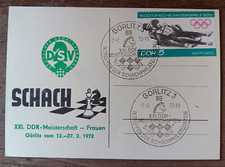 Chess East Germany 1972 Meisterschaft Gorlitz Special Cancel Card Unaddr