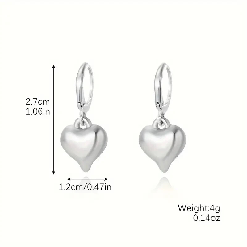 Silver Plated Lovely Little Dangling Heart Lever Back Hoop Earrings eBay
