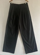 WAYF Trouser PANT Black Double Pleated Front Wide Leg Size L NWOT Career Perfect
