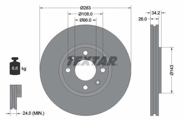 2X Textar 92111603 Bremsscheibe FüR CitroËN DS Opel Peugeot-image