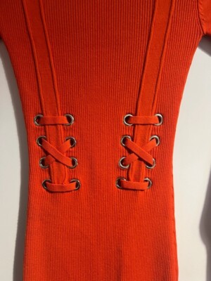 Karen Millen Orange Knitted Body Con Dress Size UK 6-8, pre-owned | eBay