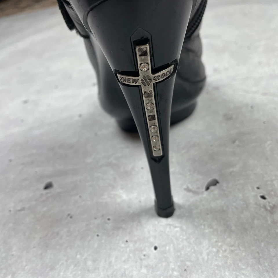 New Rock Size 39 Ladies Leather Boots Vintage Floral Black Gothic Rock Punk - Image 3 of 4