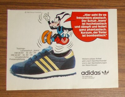 Seltene Werbung vintage ADIDAS Sport Goofy Trainings-Leinenschuh Jeans 1984